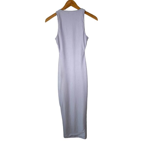 Naked Wardrobe New Women's V Neck Shine Bodycon Midi Dress Lavender Small - Picture 3 of 10